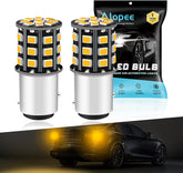 Alopee 2-Pack 1157 BAY15D 1016 1034 7528 2057 2357 Car Turn Signal Lights - 12V-24V Extremely Bright Amber/Yellow 2835 33 SMD LED Light Bulb - Replacement for Tail Blinker LED Bulb